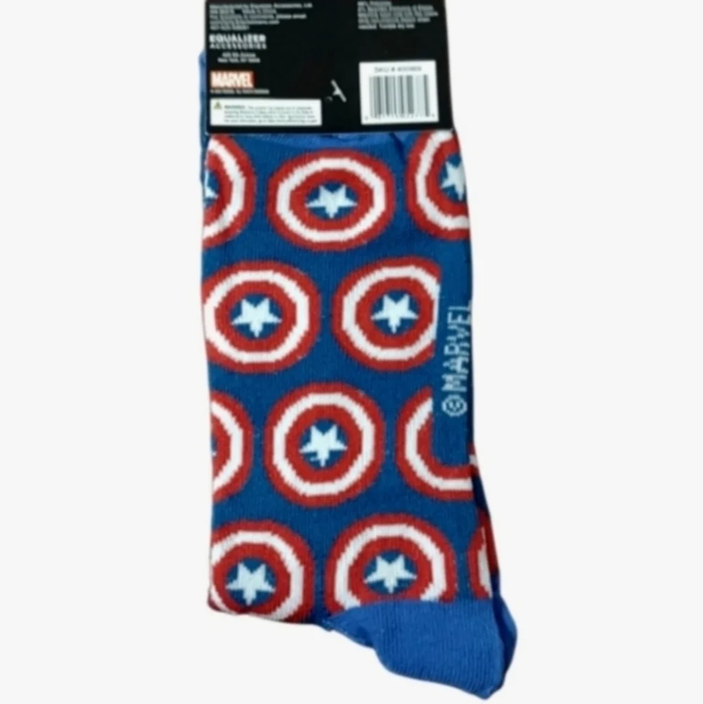 Captain America Marvel Crew Socks Sheild Business Casual School Fun Fan